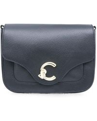 Coccinelle - Sac Porté Épaule En Cuir Grainé À Plaque Logo - Lyst