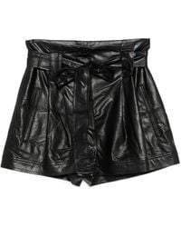 Twinset - Faux-Leather Belted Pleated Shorts - Lyst