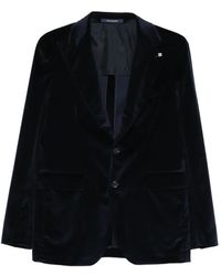 Tagliatore - Single-Breasted Velvet-Texture Cotton Blazer - Lyst