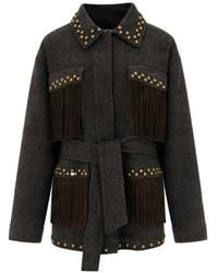 P.A.R.O.S.H. - Fringed Stud-Embellished Jacket - Lyst