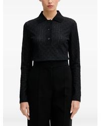 Sisley - Crochet-Knit Long-Sleeve Polo Shirt - Lyst