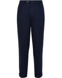 Brunello Cucinelli - Pleated-Front Speckled-Pattern Trousers - Lyst