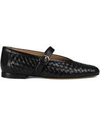 Doucal's - Woven-Leather Buckle Ballet Flats - Lyst