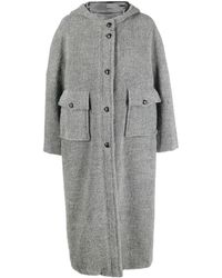 Emporio Armani - Single-breasted Hooded Wool Coat - Lyst