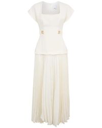 Acler Pleated Blouson Sleeve Midi Dress in White | Lyst Acler Pleated Blouson Sleeve Midi Dress in White | Lyst