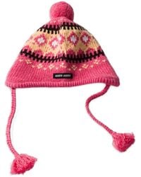 Miu Miu - Jacquard Logo-Detail Beanie Hat - Lyst