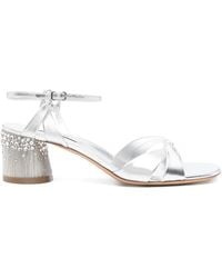 Casadei - Round-Toe Embellished Sandals - Lyst