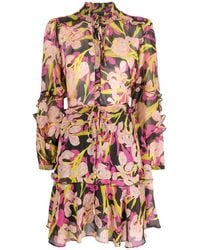 Pinko - Piccadilly Floral-print Ruffled Minidress - Lyst