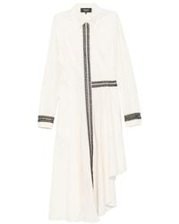 Rochas - Lace-Trim Asymmetric Shirt Midi Dress - Lyst
