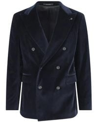 Tagliatore - Double-Breasted Velvet Blazer - Lyst