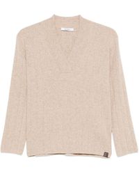 Max Mara - Arten Geribbelde Trui Met V-Hals - Lyst