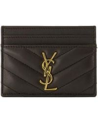 Saint Laurent - Cassandre Leather Card Case - Lyst