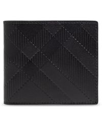 Burberry - Embossed Check Bifold Wallet - Lyst