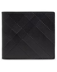 Burberry - Embossed Check Bifold Wallet - Lyst