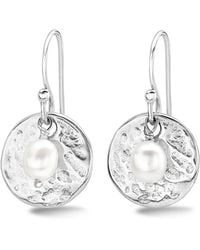 Dower & Hall - Hammered Disc And Freshwater Pearl Nomad Earrings - Lyst
