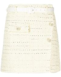 Self-Portrait - Belted Bouclé Miniskirt - Lyst