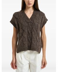 Peserico - Sequin-Embellished Cable-Knit Vest - Lyst