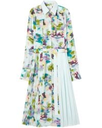 St. John - Abstract Floral-Print Shirt Dress - Lyst
