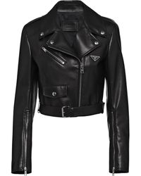 Prada - Leather Biker Jacket - Lyst