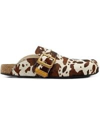 AllSaints - Staffa Cow-Print Buckled Mules - Lyst