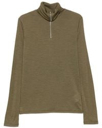 Jil Sander - Zip-Neck Long-Sleeve T-Shirt - Lyst