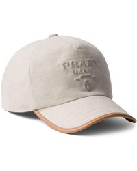 Prada - Logo-embossed Cotton Cap - Lyst