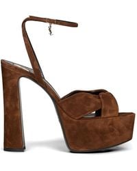 Saint Laurent - Cassandre-Charm Cross-Over Sandals - Lyst