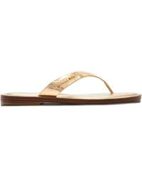 Michael Kors - Koko Metallic-Leather Thong Flip Flop - Lyst
