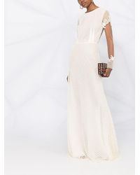 Parlor Ruffle Trim Evening Gown - White