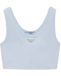 Prada - Crop-Top Aus Rippstrick - Lyst