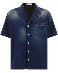 Valentino Garavani - Denim Chambray Bowling Shirt - Lyst