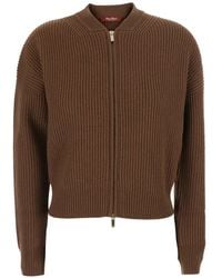 Max Mara - Ribbed-Knit Zip-Up Cardigan - Lyst