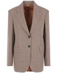 Max Mara - Houndstooth-Pattern Single-Breasted Jacket - Lyst