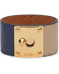 Fendi - Two-Tone Logo-Plaque Bracelet - Lyst