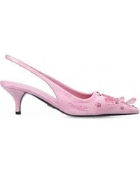 Prada - Embroidered Satin Slingback Pumps - Lyst