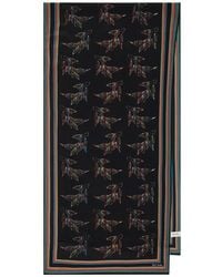 Paul Smith - Fish-Print Striped-Border Scarf - Lyst
