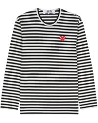 COMME DES GARÇONS PLAY - Logo Striped Cotton T-Shirt - Lyst