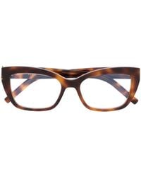 Saint Laurent - Logo-Engraved Tortoise Cat-Eye Glasses - Lyst