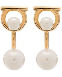 Ferragamo - Gancini Glass-pearl Earrings - Lyst