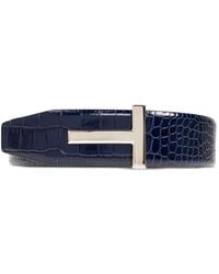 Tom Ford - Crocodile-Effect T-Buckle Belt - Lyst
