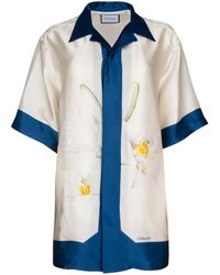 Pantamolle - Floral-Print Silk Shirt - Lyst
