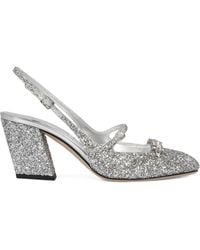 Jimmy Choo - 45Mm Belinda Glitter Slingback Block-Heel Pumps - Lyst