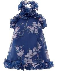 LEO LIN - Michelle Maxi-Jurk Met Halternek En Ruches - Lyst