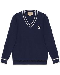 Gucci - Sweat en laine mélangée à patch logo - Lyst