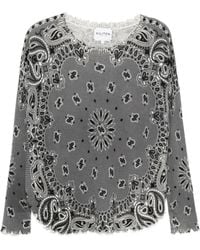Kujten - Trui Met Paisley-Print En Franje - Lyst