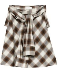Feng Chen Wang - Plaid-Pattern Tie-Fastening Mini Skirt - Lyst