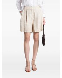 120% Lino - Pleated-Detail Shorts - Lyst