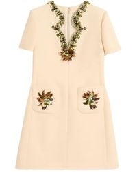 Valentino Garavani - Crepe Couture Embroidered Mini Dress - Lyst