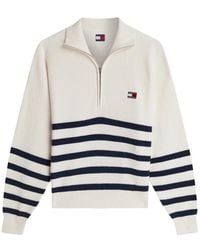 Tommy Hilfiger - Tommy Badge Striped Quarter-Zip Sweater - Lyst