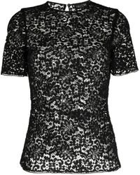 Del Core - Floral-Lace Short-Sleeved T-Shirt - Lyst